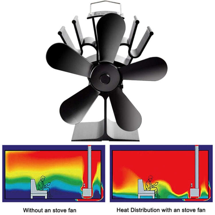 YL602 5-Blade High Temperature Metal Heat Powered Fireplace Stove Fan (Silver)