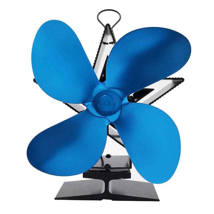 4-Blade Aluminum Heat Powered Fireplace Stove Fan (Blue)