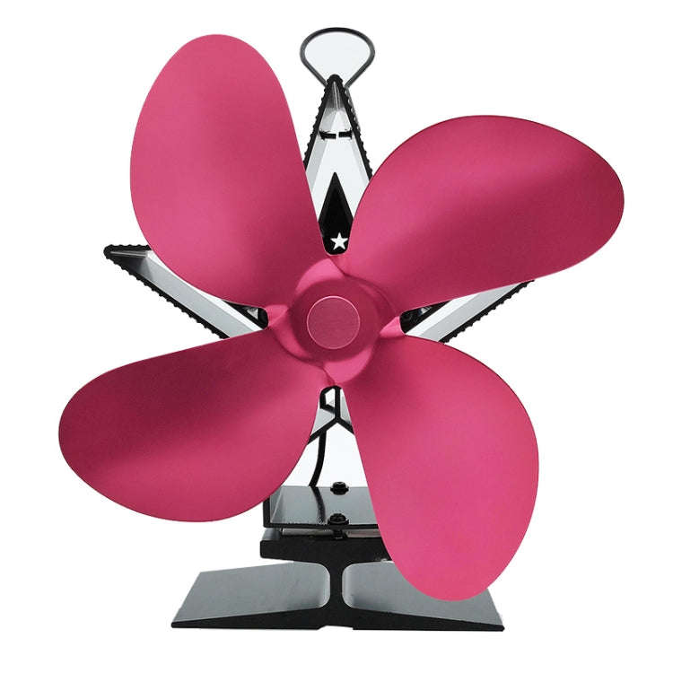 4-Blade Aluminum Heat Powered Fireplace Stove Fan (Red)