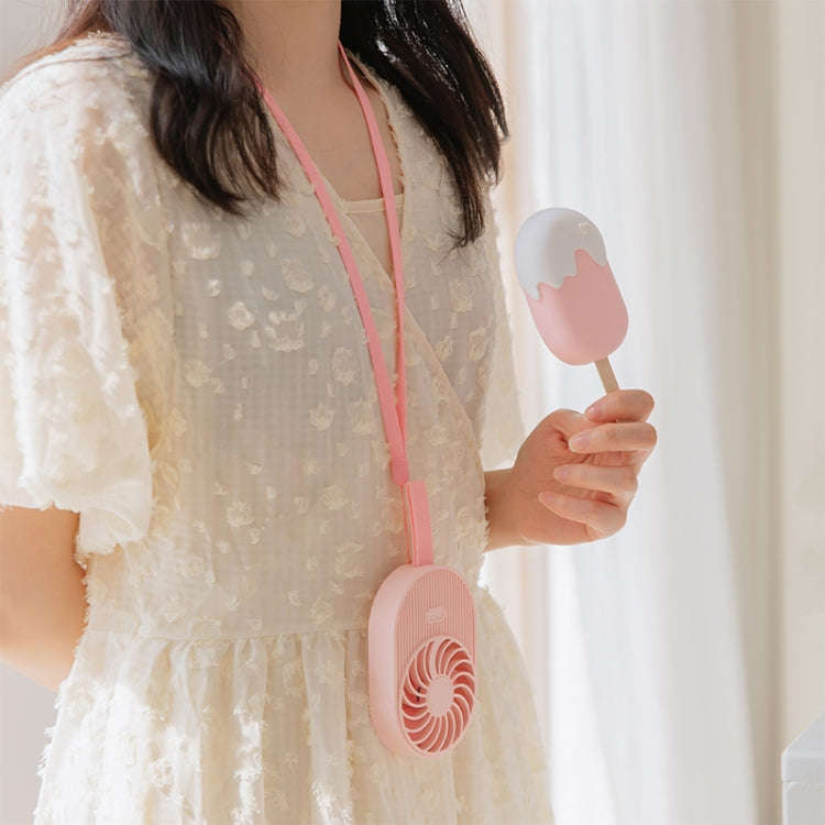 LLD-17 0.7-1.2W Ice Cream Shape Portable 2 Speed Control USB Charging Handheld Fan with Lanyard (...