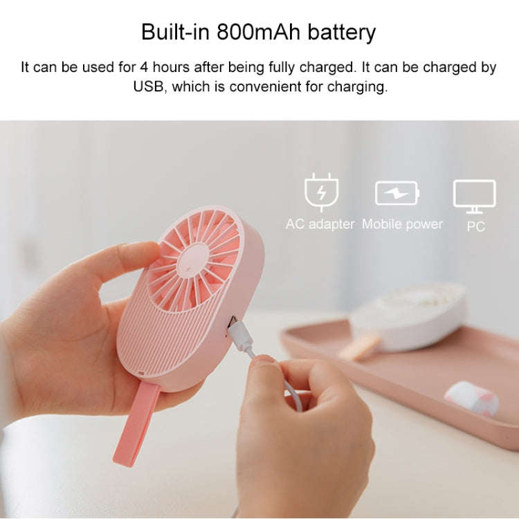 LLD-17 0.7-1.2W Ice Cream Shape Portable 2 Speed Control USB Charging Handheld Fan with Lanyard (...