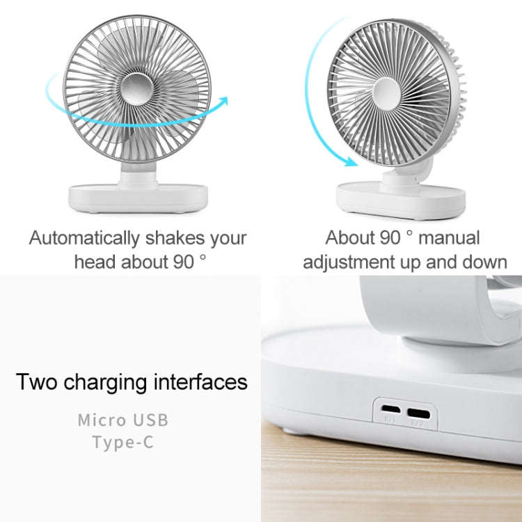 D77 4W Micro USB & USB-C / Type-C Rechargeable Portable Four-speed Adjustable Automatic Head Shak...