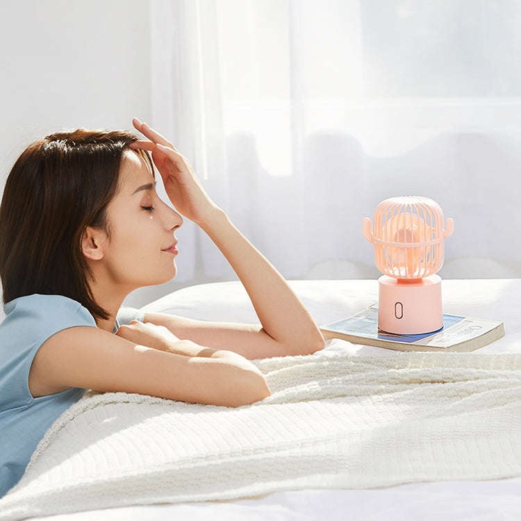 F6 Cactus Portable Mini Fan USB Shaking Head Handheld Desk Electric Fan (Green)