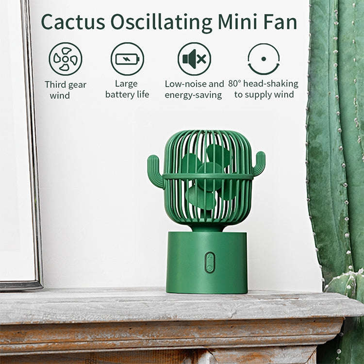 F6 Cactus Portable Mini Fan USB Shaking Head Handheld Desk Electric Fan (Green)
