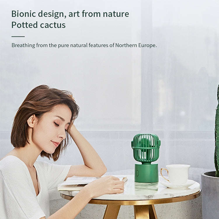 F6 Cactus Portable Mini Fan USB Shaking Head Handheld Desk Electric Fan (Green)