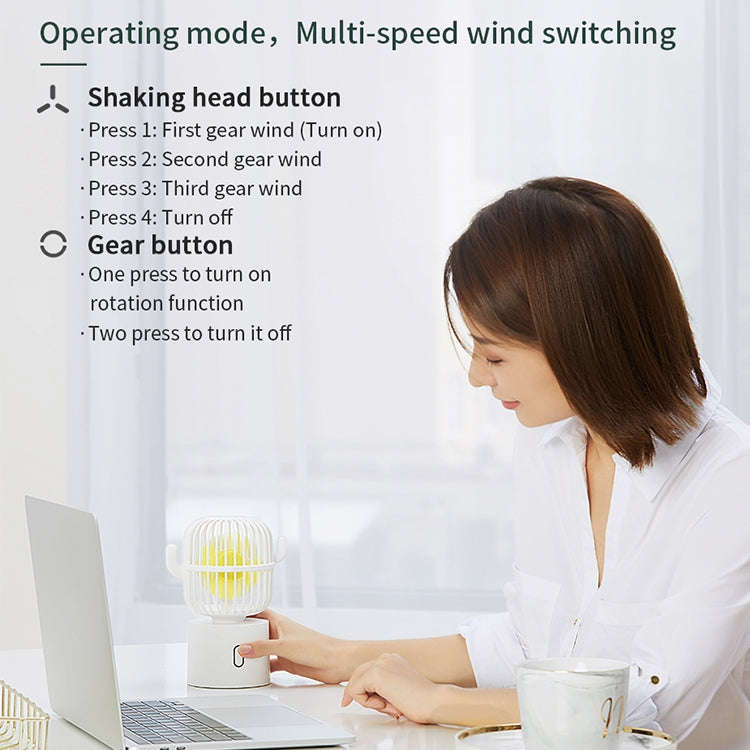 F6 Cactus Portable Mini Fan USB Shaking Head Handheld Desk Electric Fan (Green)