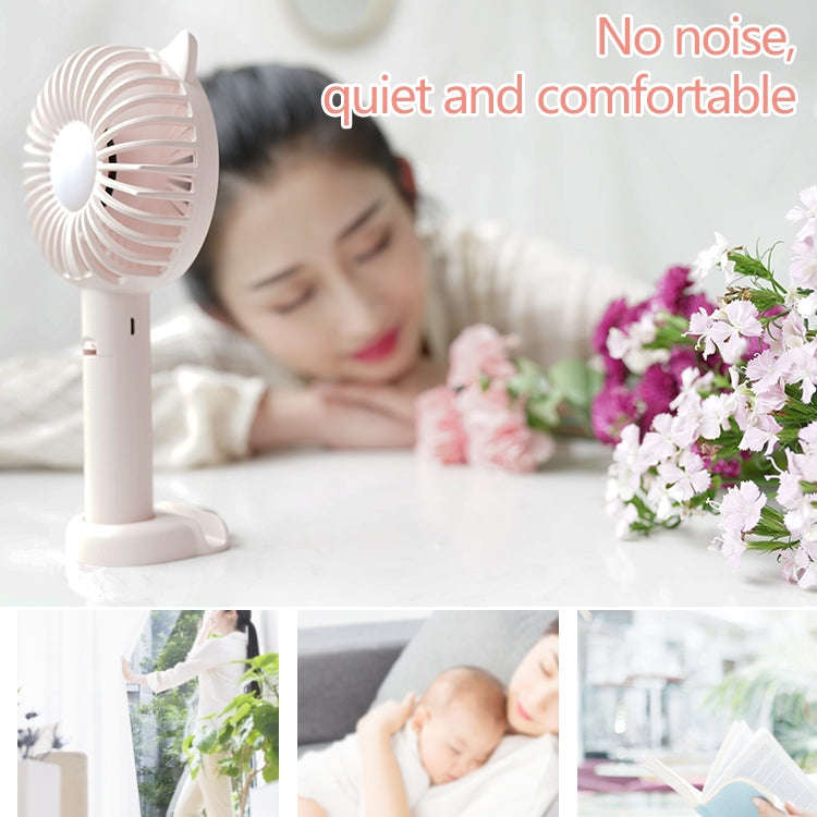 N10 Multi-function Handheld Desktop Holder Electric Fan, with 3 Speed Control (Pink)