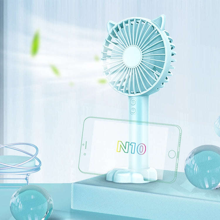 N10 Multi-function Handheld Desktop Holder Electric Fan, with 3 Speed Control (Sky Blue)