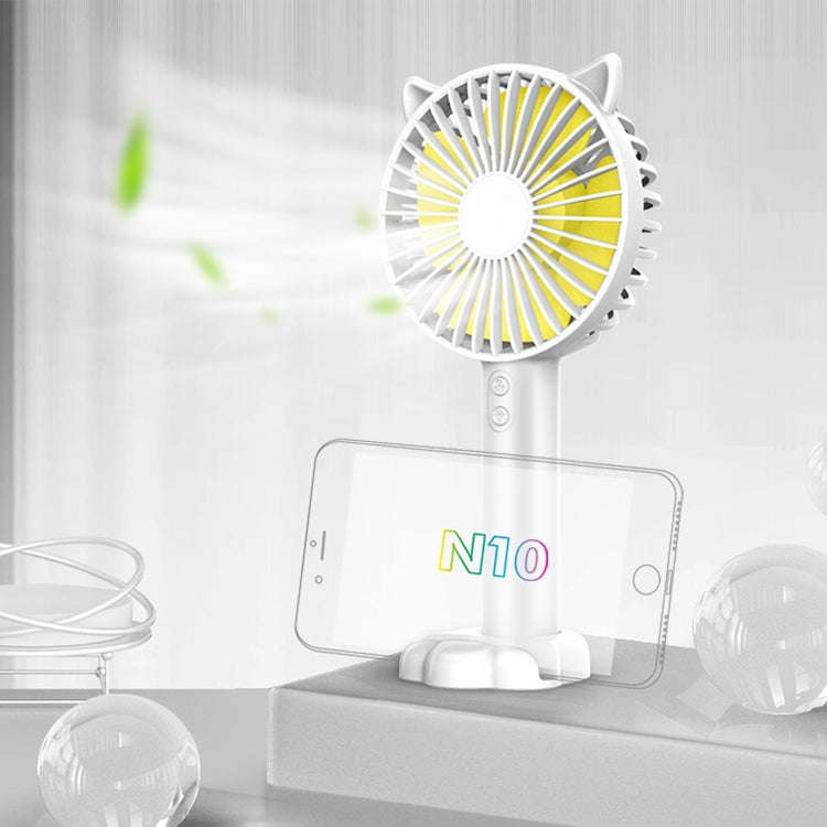 N10 Multi-function Handheld Desktop Holder Electric Fan, with 3 Speed Control (White)