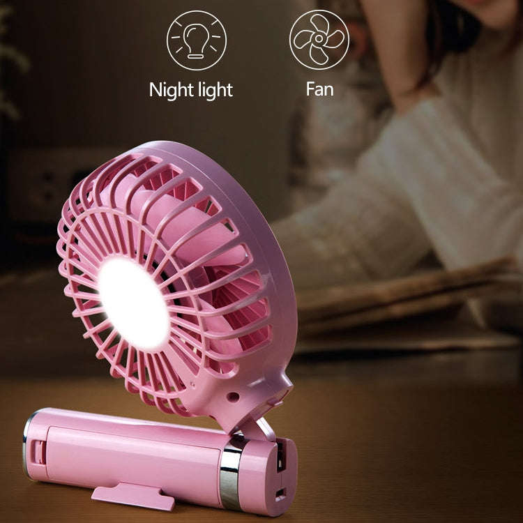 S2 Portable Foldable Handheld Electric Fan, with 3 Speed Control & Night Light (Sky Blue)