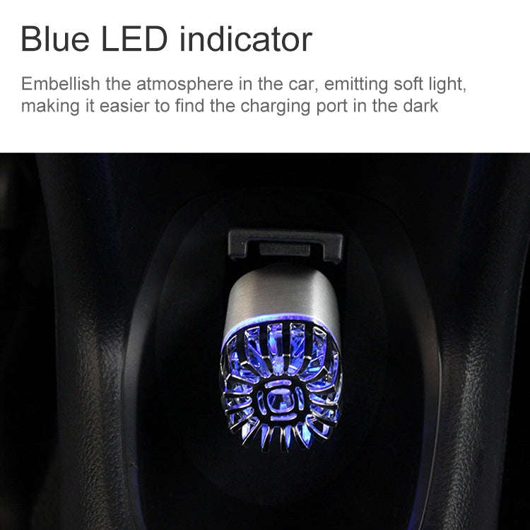 2 in 1 Car Negative-ion  Aromatherapy Air Purifier Humidifier + Dual USB Port Car Charger (Silver)