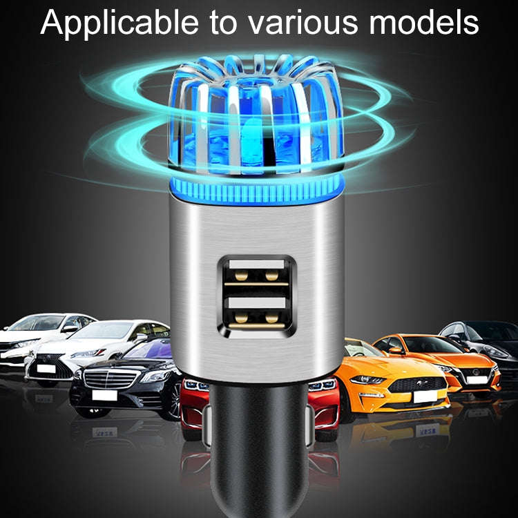 2 in 1 Car Negative-ion  Aromatherapy Air Purifier Humidifier + Dual USB Port Car Charger (Silver)
