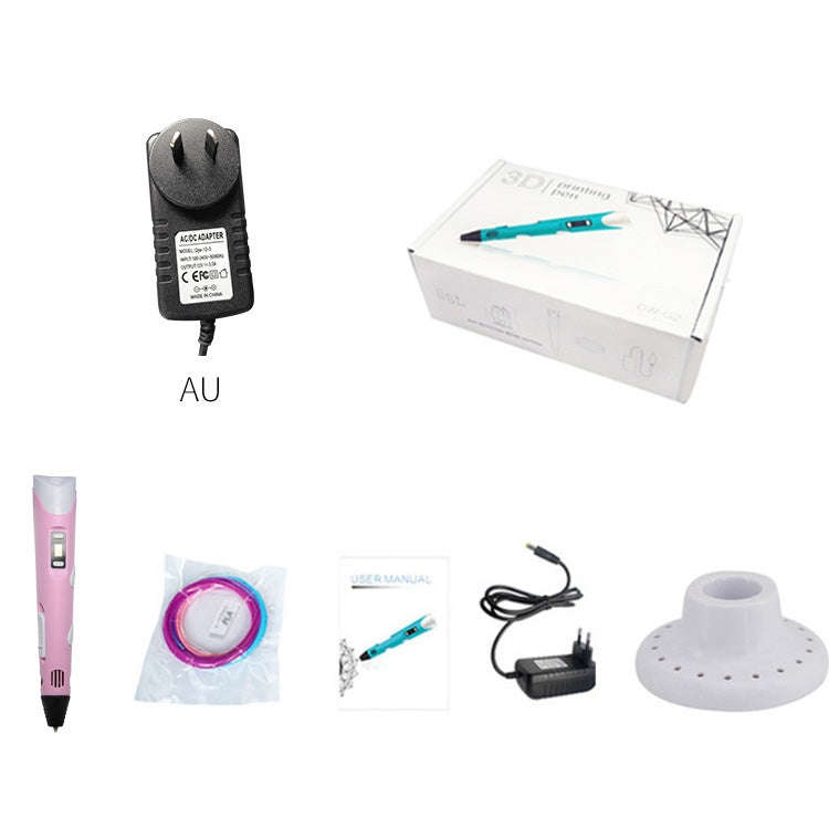 Hand-held 3D Printing Pen, AU Plug (Pink)