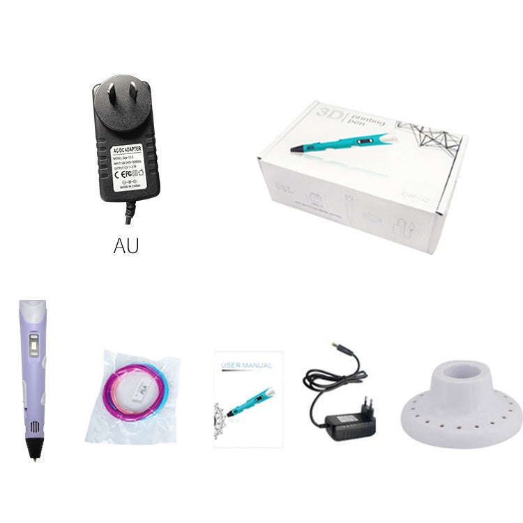Hand-held 3D Printing Pen, AU Plug (Purple)
