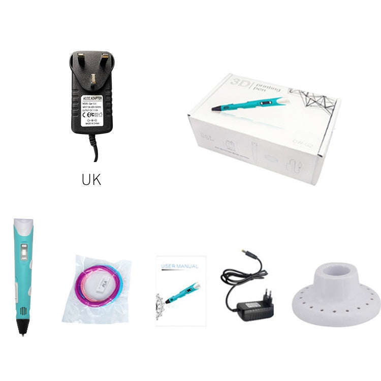 Hand-held 3D Printing Pen, UK Plug (Blue)