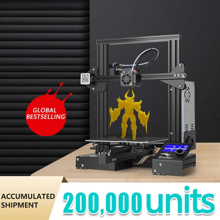 CREALITY Ender-3 POM Wheel V-guide Rail DIY 3D Printer, Print Size : 22 x 22 x 25cm, UK Plug