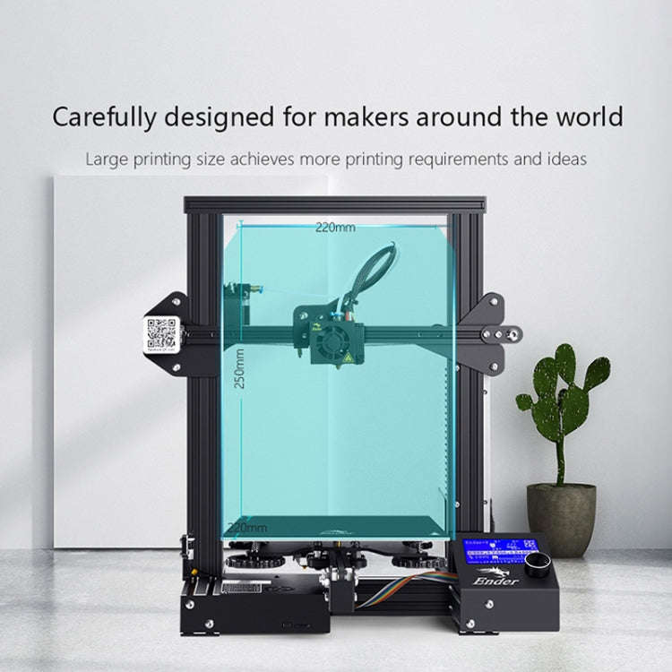 CREALITY Ender-3 POM Wheel V-guide Rail DIY 3D Printer, Print Size : 22 x 22 x 25cm, UK Plug
