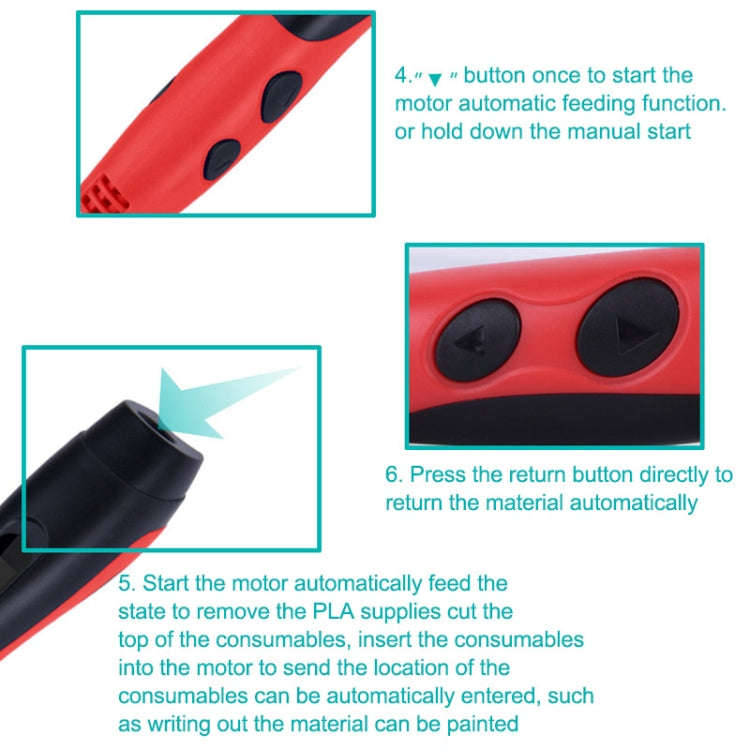Gen 6th ABS / PLA Filament Kids DIY Drawing 3D Printing Pen with LCD Display(Red+Black)