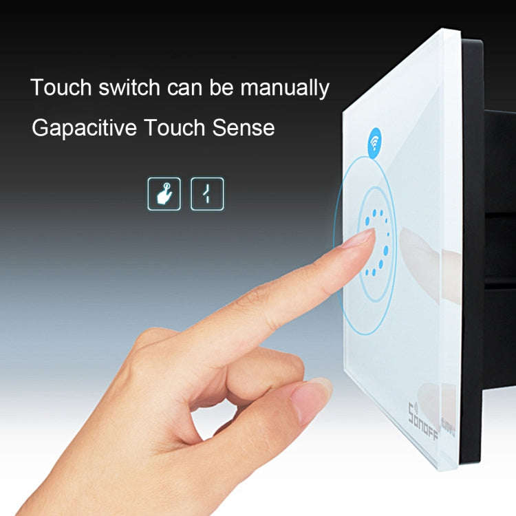 Sonoff  Touch 86mm 1 Gang Tempered Glass Panel Wall Switch Smart Home Light Touch Switch, Compati...