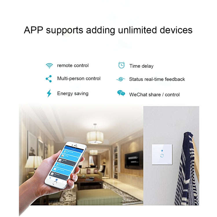 Sonoff  Touch 86mm 1 Gang Tempered Glass Panel Wall Switch Smart Home Light Touch Switch, Compati...