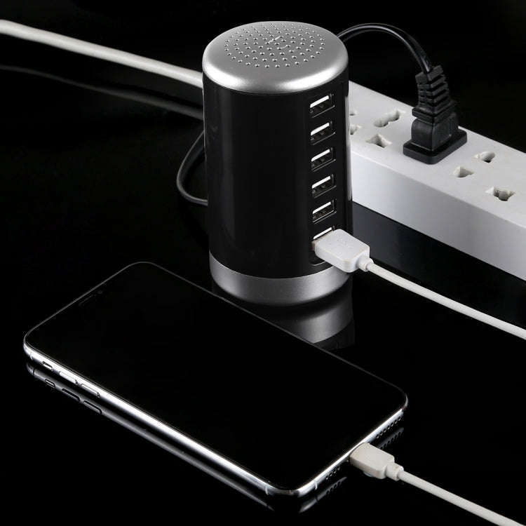 XLD4 30W 6-USB Ports Charger Station Power Adapter AC100-240V, US Plug(Black)