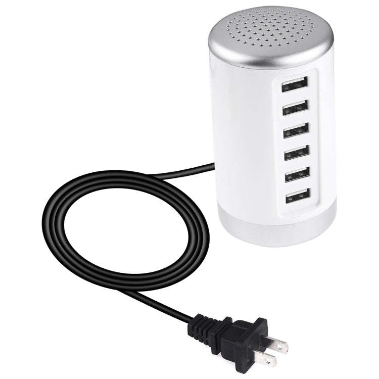 30W 6-USB Ports Charger Station Power Adapter AC100-240V, US Plug(White)
