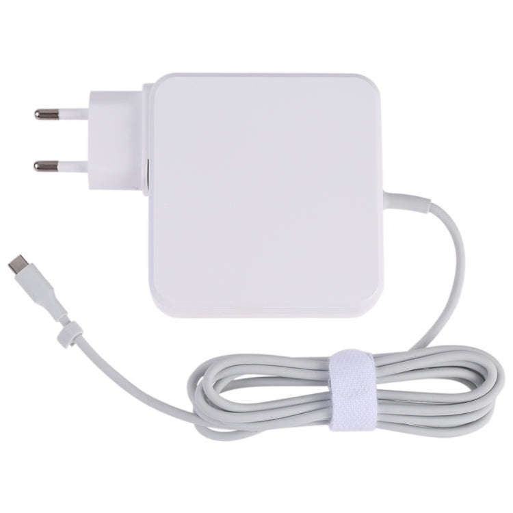 87W USB-C / Type-C Power Adapter Portable Charger with 1.8m Charging Cable, EU Plug(White)