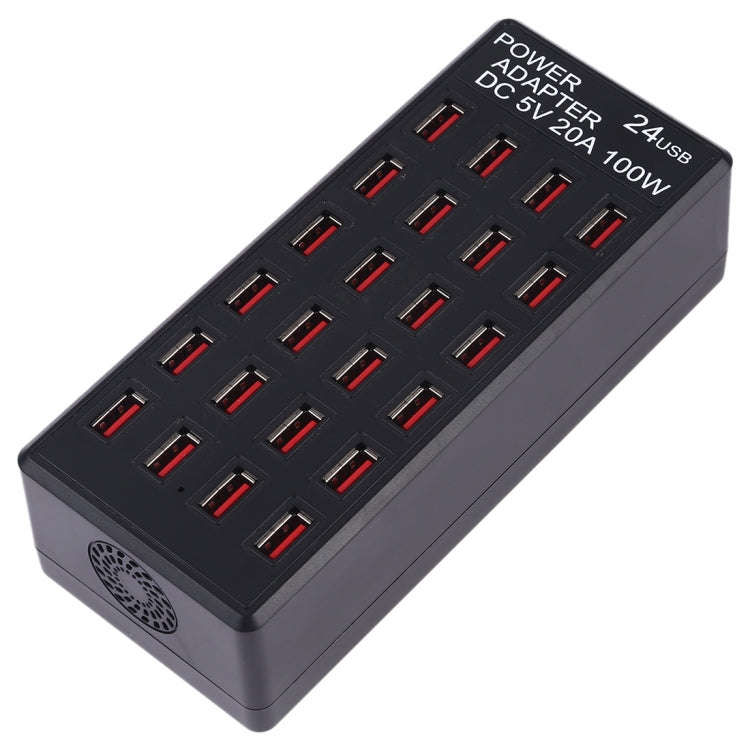 100W 24 USB Ports Fast Charger Station Smart Charger with LED Indicator AC 100-240V, US Plug(Black)