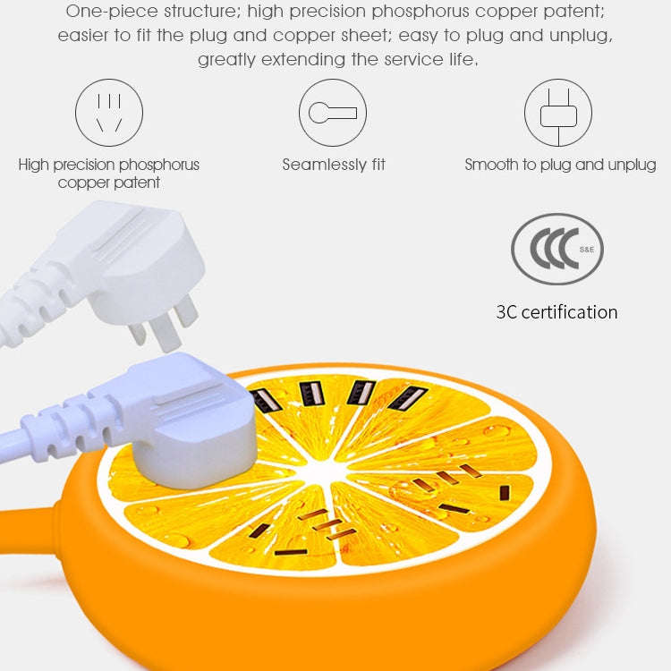 REMAX RU-S5 4 x USB Ports Multi-function Travel Home Office Socket, CN Plug, Length: 1.6m (Orange)