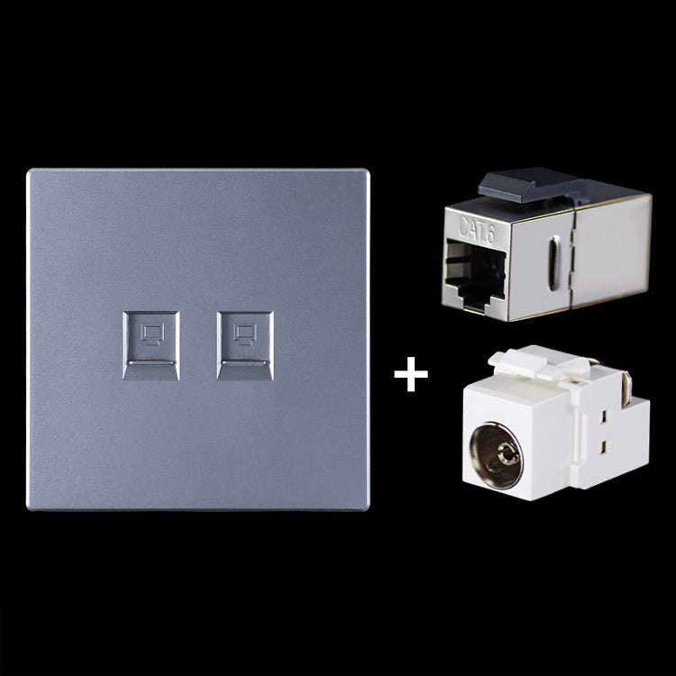 CAT.6 Shielded Pass-through Network Module, Dual Ports Panel + Shielded Pass-through + TV Socket ...