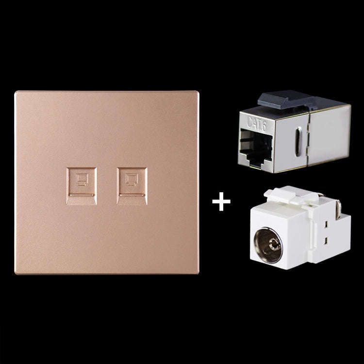 CAT.6 Shielded Pass-through Network Module, Dual Ports Panel + Shielded Pass-through + TV Socket ...