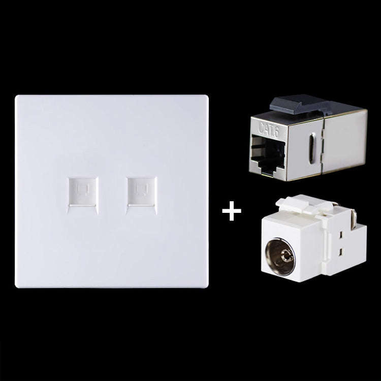 CAT.6 Shielded Pass-through Network Module, Dual Ports Panel + Shielded Pass-through + TV Socket ...