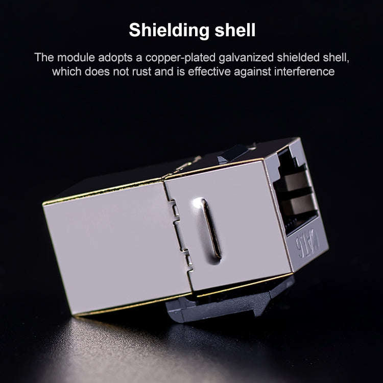 CAT.6 Shielded Pass-through Network Module, Single Port Panel + Shielded Pass-through (Grey)