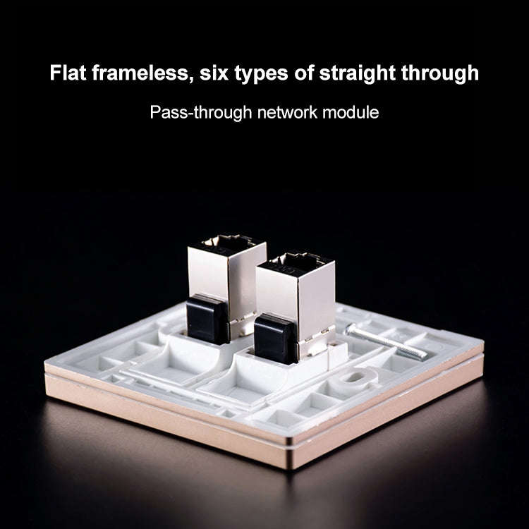 CAT.6 Shielded Pass-through Network Module, Single Port Panel + Shielded Pass-through (Grey)