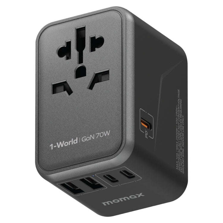 MOMAX 1-World UA8 PD 70W Fast Charger Power Adapter(Black)