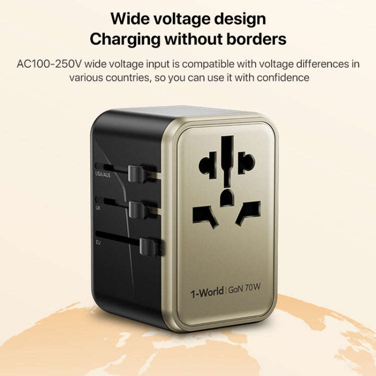MOMAX 1-World UA8 PD 70W Fast Charger Power Adapter(Black)