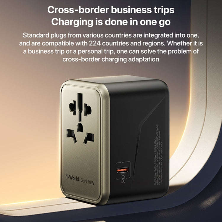 MOMAX 1-World UA8 PD 70W Fast Charger Power Adapter(Black)