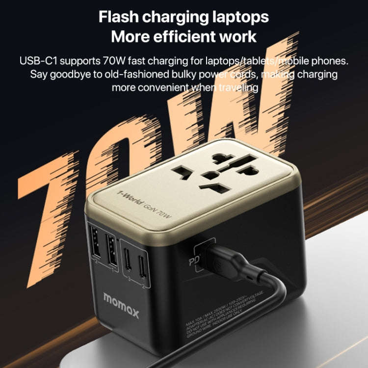 MOMAX 1-World UA8 PD 70W Fast Charger Power Adapter(Black)