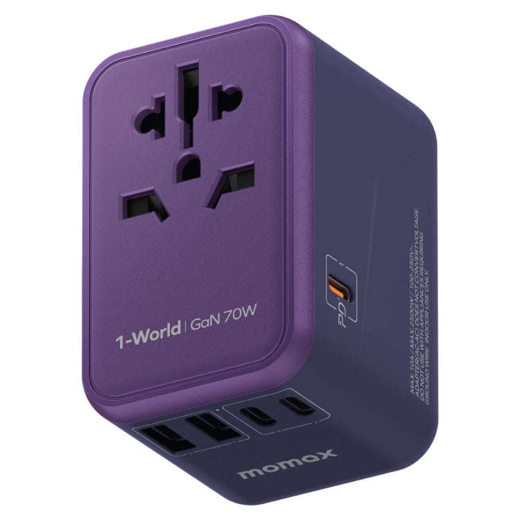 MOMAX 1-World UA8 PD 70W Fast Charger Power Adapter(Purple)