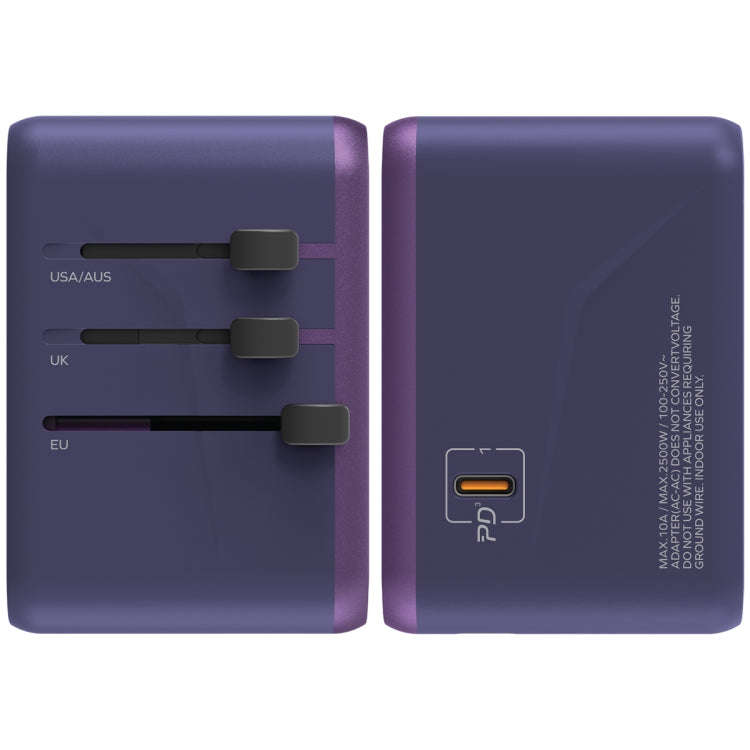 MOMAX 1-World UA8 PD 70W Fast Charger Power Adapter(Purple)