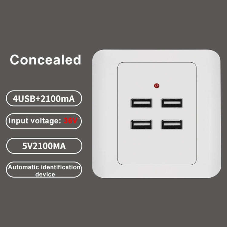 5V 3.1A 4 Ports USB Wall Charger Adapter Dock Station Socket Power Panel, 36V input
