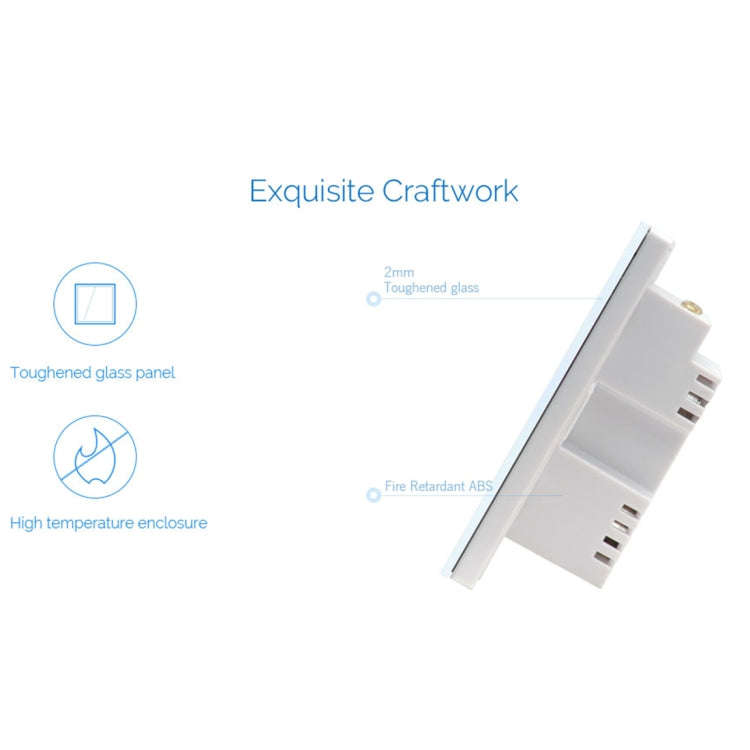 WS-UK-02 EWeLink APP & Touch Control 2A 2 Gangs Tempered Glass Panel Smart Wall Switch, AC 90V-25...