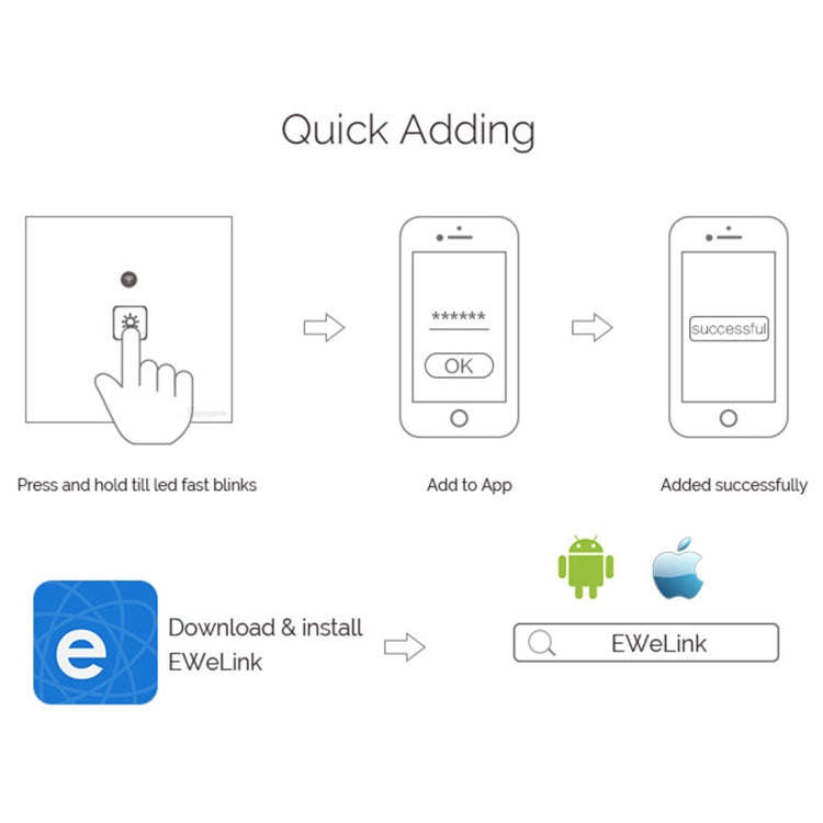 WS-UK-02 EWeLink APP & Touch Control 2A 2 Gangs Tempered Glass Panel Smart Wall Switch, AC 90V-25...