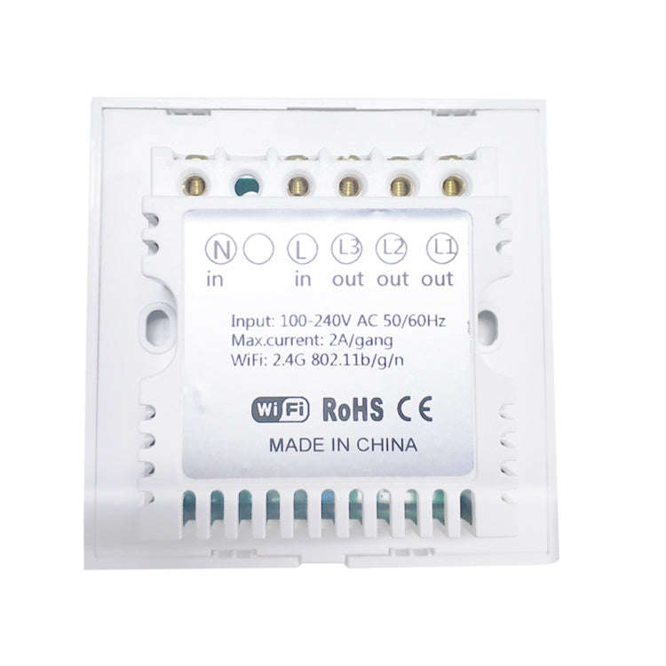 WS-UK-03 EWeLink APP & Touch Control 2A 3 Gangs Tempered Glass Panel Smart Wall Switch, AC 90V-25...