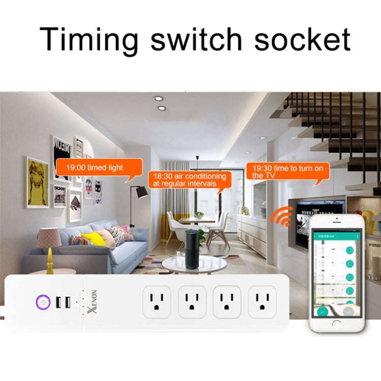 2 x USB Ports + 4 x US Plug Jack WiFi Remote Control Smart Power Socket Works with Alexa & Google...
