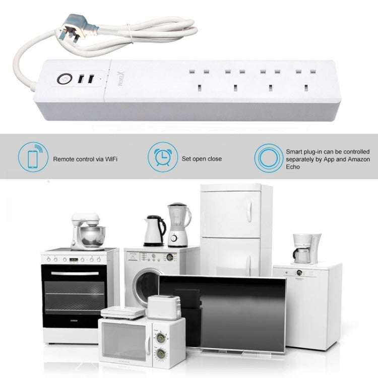 2 x USB Ports + 4 x UK Plug Jack WiFi Remote Control Smart Power Socket Works with Alexa & Google...