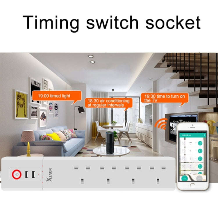 2 x USB Ports + 4 x UK Plug Jack WiFi Remote Control Smart Power Socket Works with Alexa & Google...