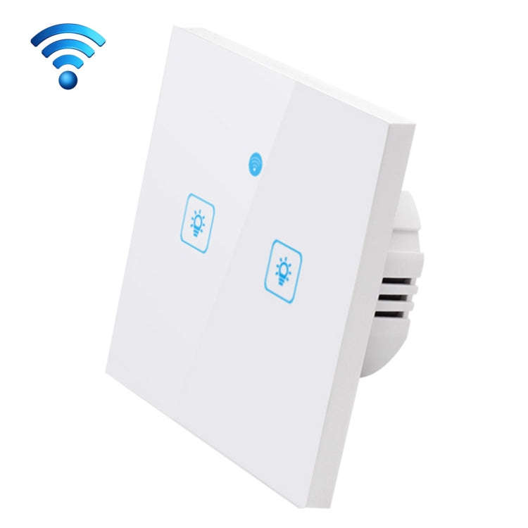 WS-EU-02 EWeLink APP & Touch Control 2A 2 Gangs Tempered Glass Panel Smart Wall Switch, AC 90V-25...