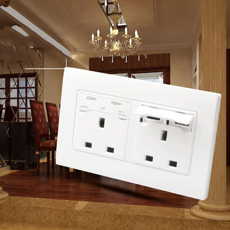86 Type Three Hole USB Power Socket, UK Plug