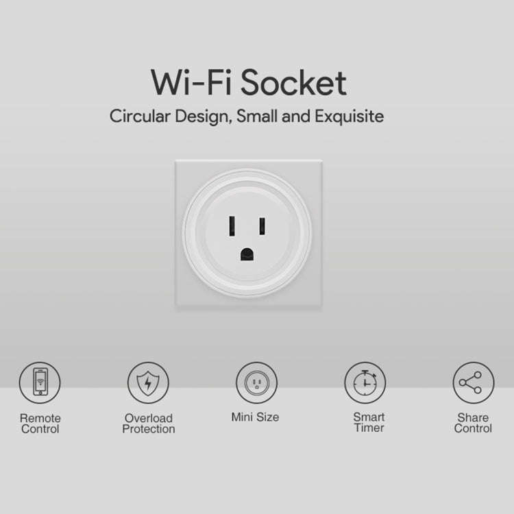 SA-003 10A Mini WiFi Plug Timing Smart Socket Works with Alexa & Google Home, AC 100-240V, US Plug